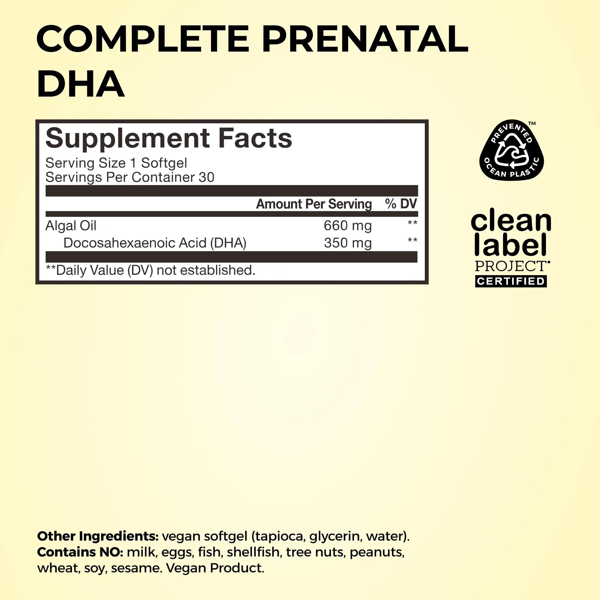 HUM Complete Prenatal Multivitamin for Women with Folate, DHA, and Choline, 23 Nutrients for Daily Support, Gluten Free, Non GMO Supplement for Pre, During, and Post Pregnancy, 30 Vegan Capsules - TrustMedUSA