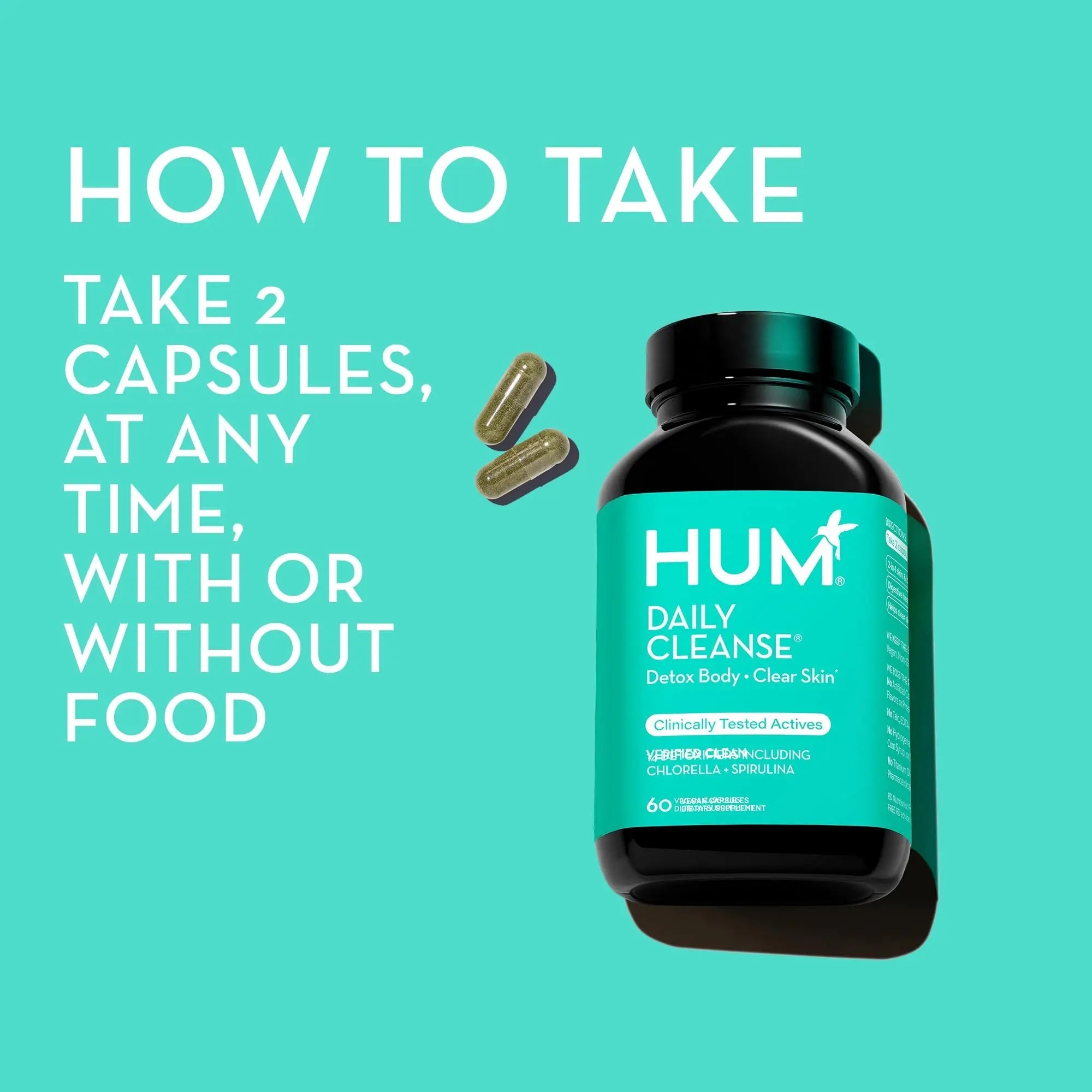 HUM Daily Cleanse Acne Supplements - Support for Clear Skin & Improved Digestion - TrustMedUSA