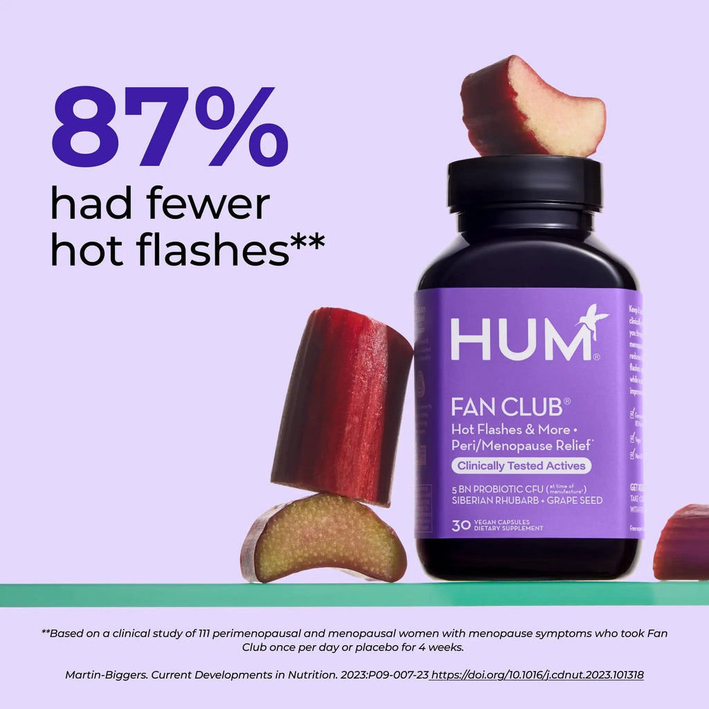HUM Fan Club Menopause Probiotic Supplement, Estrogen Free Menopause Supplements for Women, Non Hormonal, Supports Energy & Hot Flashes, Grape Seed Extract & Siberian Rhubarb, 30 Vegan Capsules - TrustMedUSA