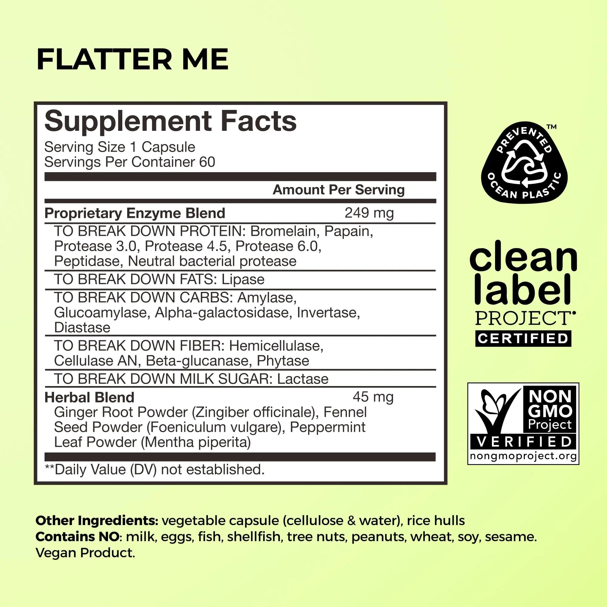 HUM Flatter Me Digestive Enzymes for Women & Men, Digestive Health Bloating Supplement with Ginger & Peppermint Leaf, Fast Acting Anti Bloat Pills Multi Enzyme for Debloating, Vegan, 60 Capsules - TrustMedUSA