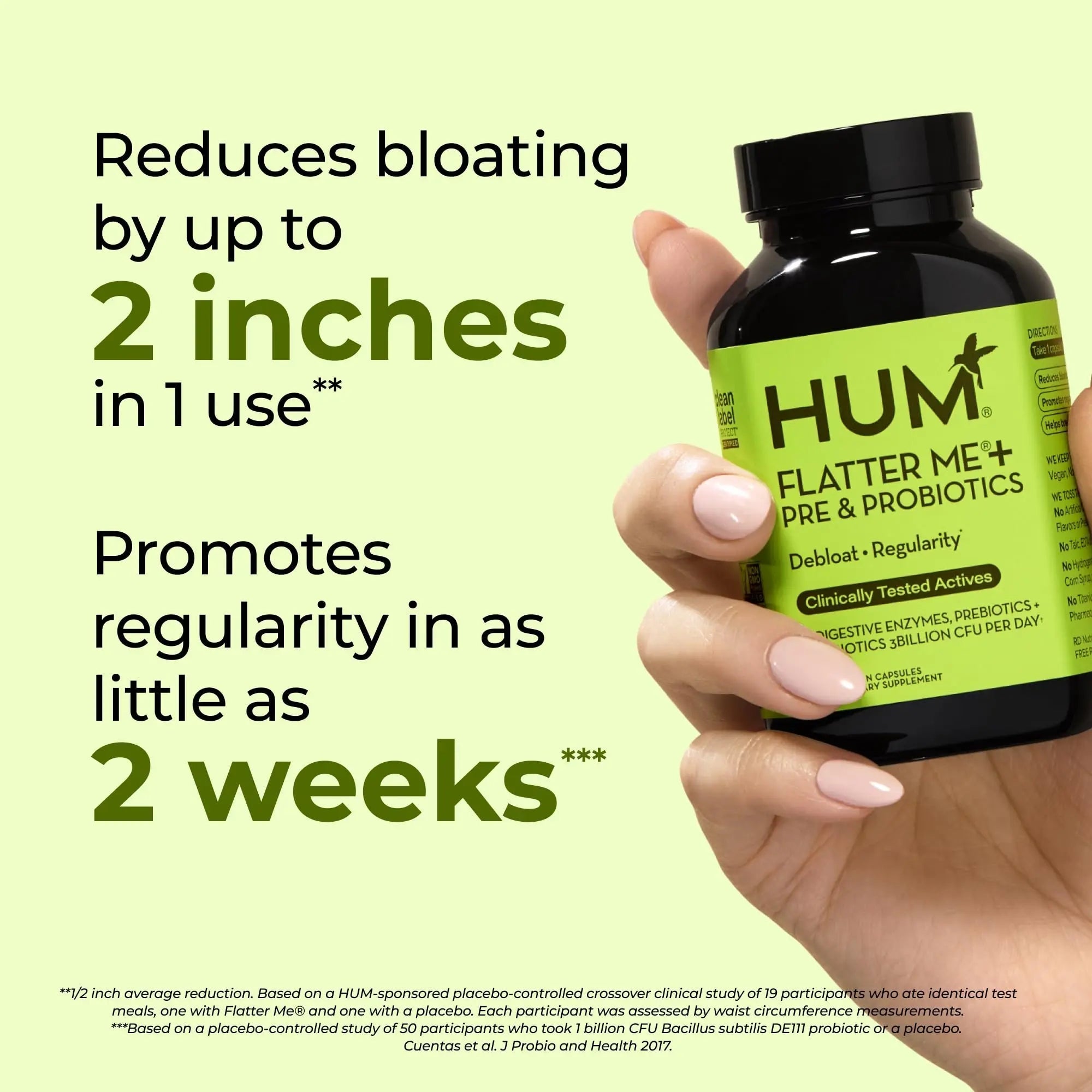 HUM Flatter Me Digestive Enzymes Plus Prebiotics & Probiotics, Digestive Health Bloating Supplement for Women & Men, Fast Acting Anti Bloat Pills Multi Enzyme - TrustMedUSA