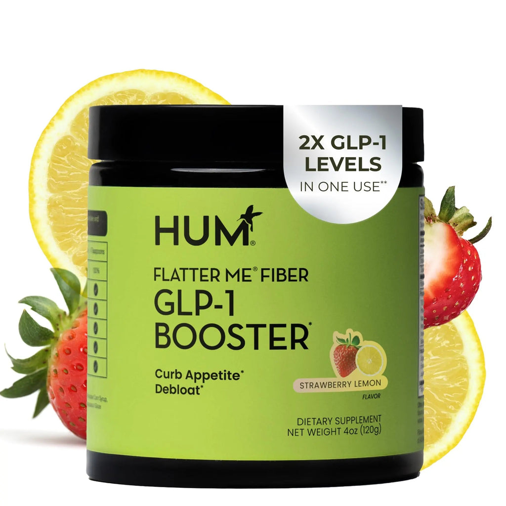 HUM Flatter Me Fiber Supplement for Women & Men, Prebiotics & Digestive Enzymes to Support Weight & Bloating, Digestive & Gut Health, Fiber Powder Drink Mix, Strawberry Lemon - 10 Servings - TrustMedUSA
