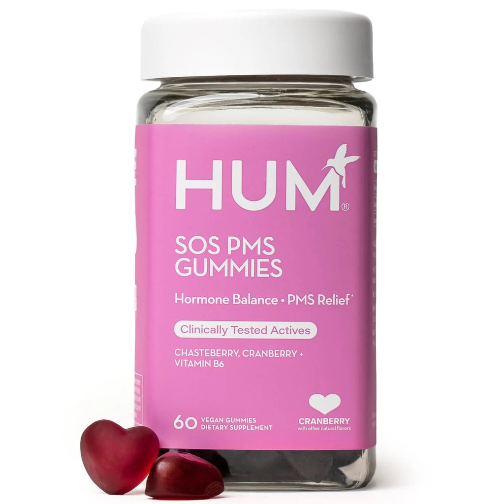 HUM Nutrition SOS PMS Gummies, PMS Support Supplement for Women, Support Cycle Symptoms, Bloating, Hormonal Balance, Includes Vitamin B6, Cranberry & Chasteberry Vitex, Gluten Free, 60 Vegan Gummies - TrustMedUSA