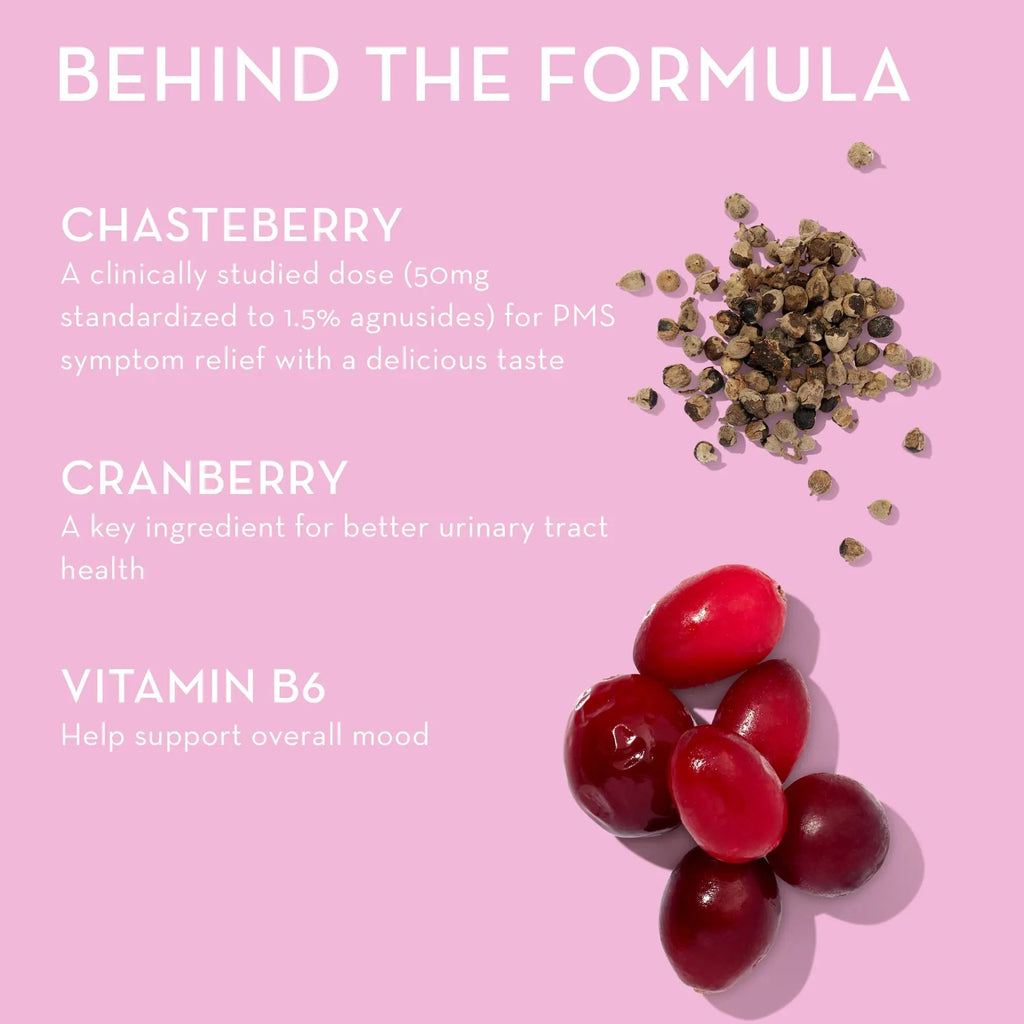 HUM Nutrition SOS PMS Gummies, PMS Support Supplement for Women, Support Cycle Symptoms, Bloating, Hormonal Balance, Includes Vitamin B6, Cranberry & Chasteberry Vitex, Gluten Free, 60 Vegan Gummies - TrustMedUSA