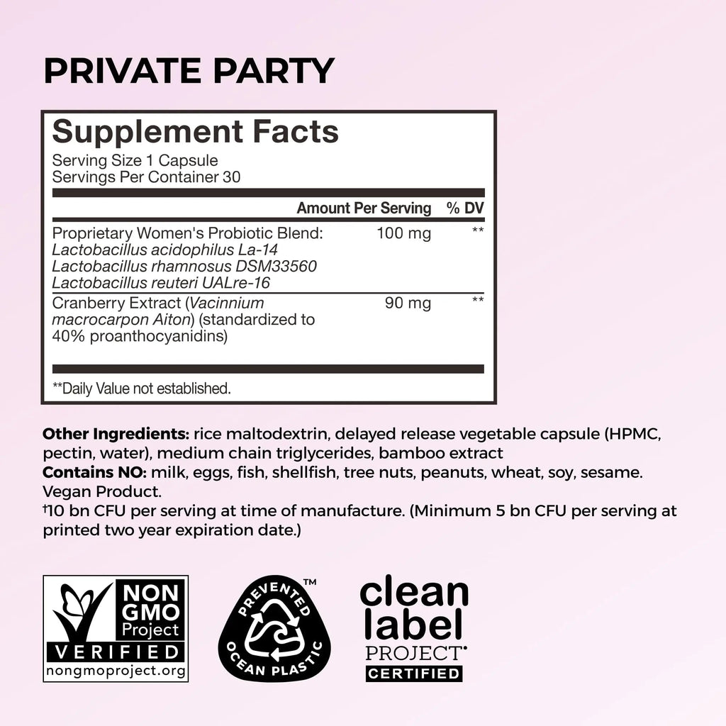 HUM Private Party Vaginal Probiotics for Women, pH Balance and Urinary Tract Support Vaginal Probiotic Supplement with Cranberry & Lactobacillus Blend, Women's Health Cranberry Pills, 30 Capsules - TrustMedUSA