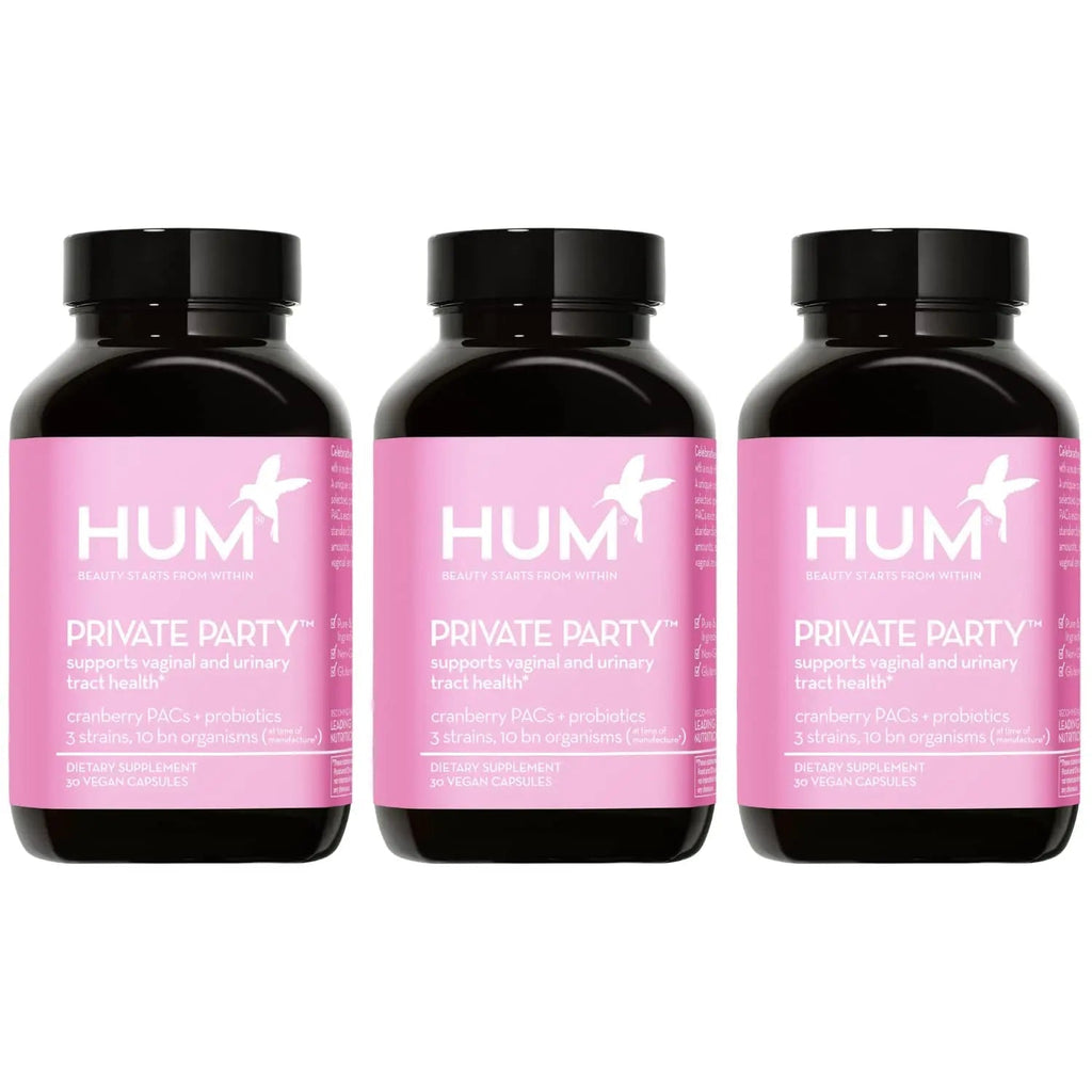 HUM Private Party Vaginal Probiotics for Women, pH Balance and Urinary Tract Support Vaginal Probiotic Supplement with Cranberry & Lactobacillus Blend, Women's Health Cranberry Pills, 90 Capsules - TrustMedUSA