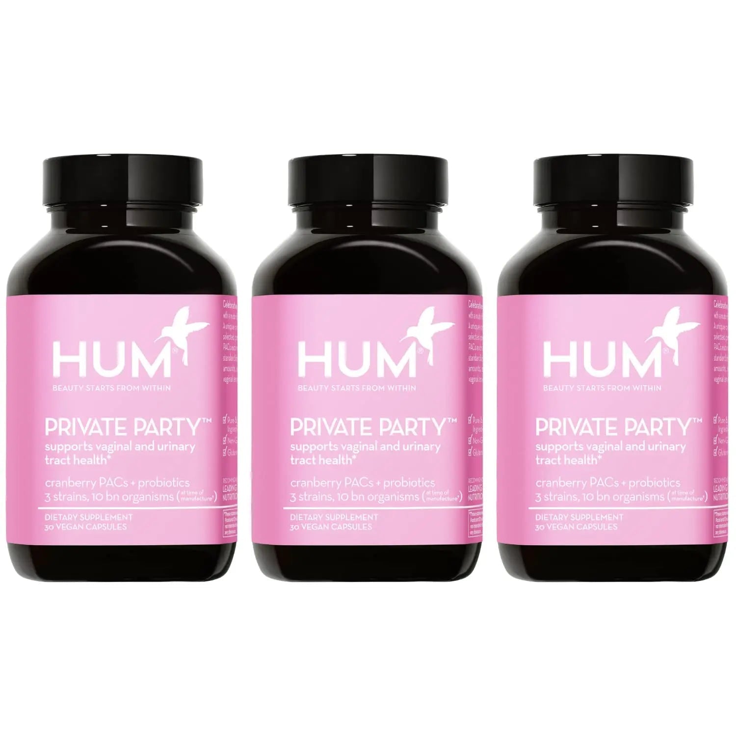 HUM Private Party Vaginal Probiotics for Women, pH Balance and Urinary Tract Support Vaginal Probiotic Supplement with Cranberry & Lactobacillus Blend, Women's Health Cranberry Pills, 90 Capsules - TrustMedUSA