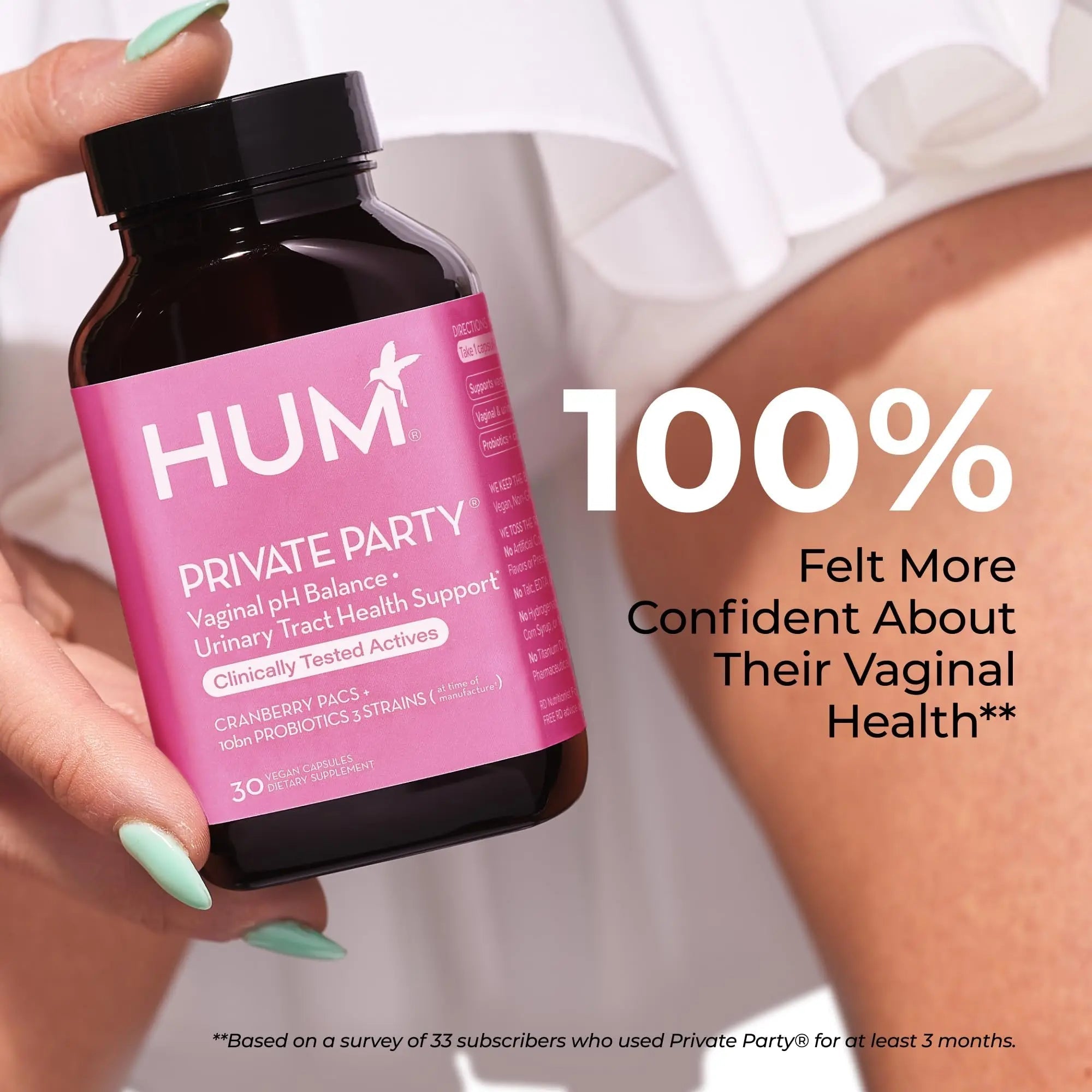 HUM Private Party Vaginal Probiotics for Women, pH Balance and Urinary Tract Support Vaginal Probiotic Supplement with Cranberry & Lactobacillus Blend, Women's Health Cranberry Pills, 30 Capsules - TrustMedUSA