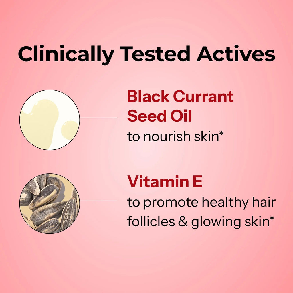 HUM Red Carpet Skin & Hair Vitamins for Women with Omega 3 Fatty Acids, Vitamin E, and Black Currant Seed Oil, Supplement for Skin Health & Healthy Hair Follicles Support, 60 Count - TrustMedUSA