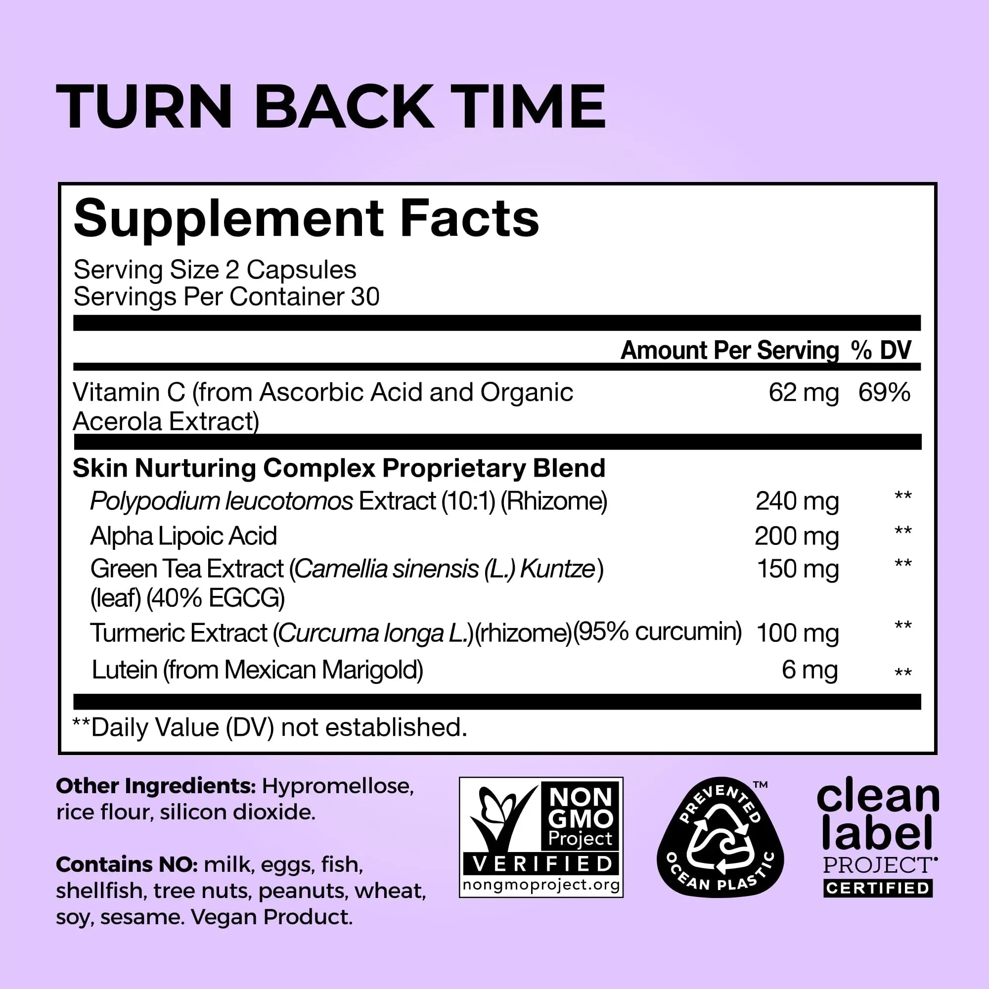 HUM Turn Back Time Turmeric Supplement for Youthful Looking Skin Support with Green Tea Extract, Lutein & Polyphenols, Skin Care Aging & Collagen Support Capsules for Even Tone, 60 Vegan Capsules - TrustMedUSA