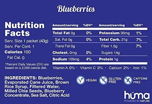 Huma Chia Energy Gel, Blueberries, 12 Gels - Premier Sports Nutrition - TrustMedUSA
