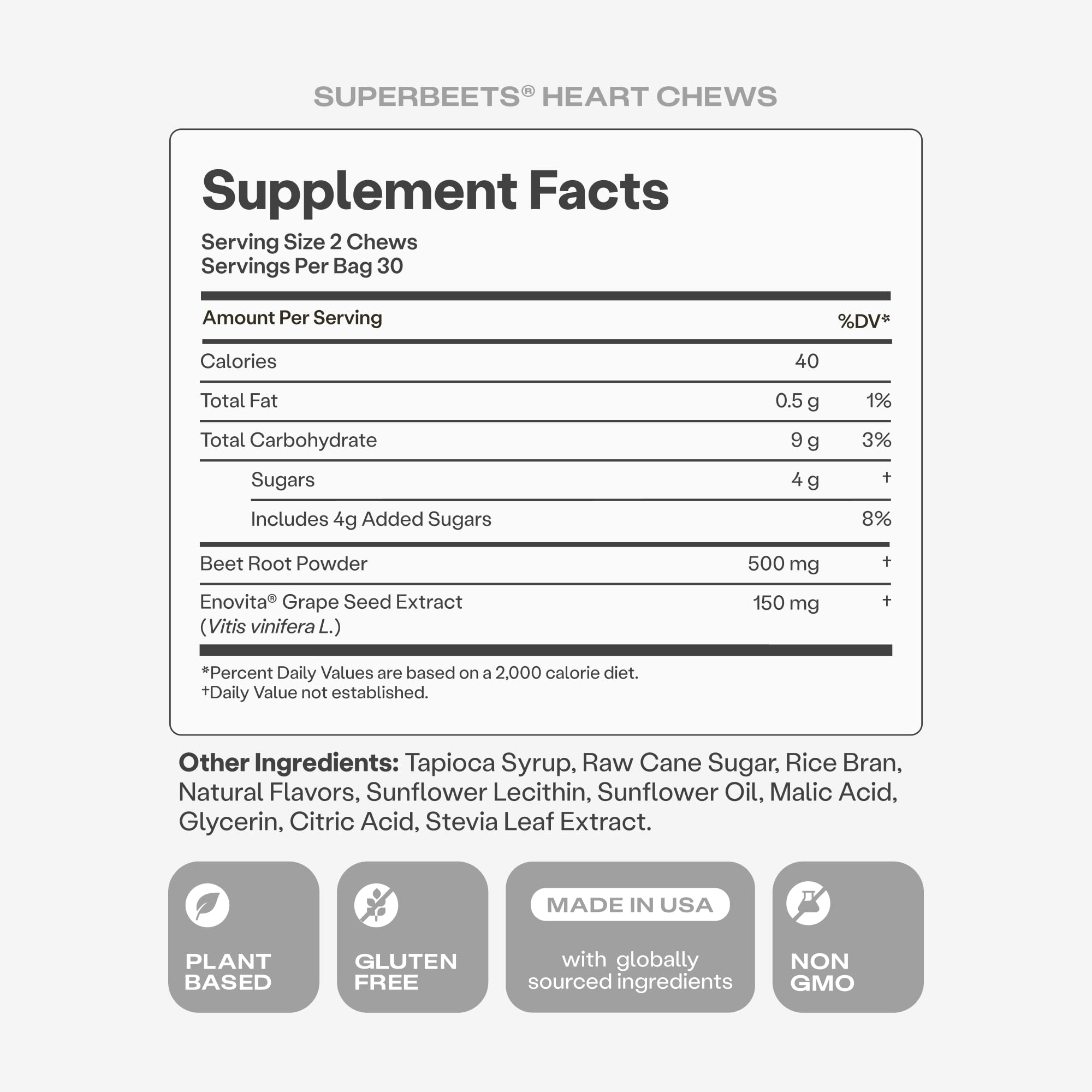 Humann SuperBeets Heart Chews, Beet Root Powder Support Energy Supplement, Nitric Oxide and Blood Pressure Support, Grape Seed Extract & Non-GMO - TrustMedUSA