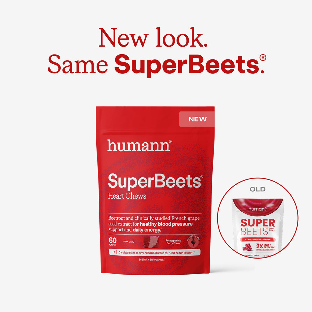 Humann SuperBeets Heart Chews, Beet Root Powder Support Energy Supplement, Nitric Oxide and Blood Pressure Support, Grape Seed Extract & Non-GMO - TrustMedUSA