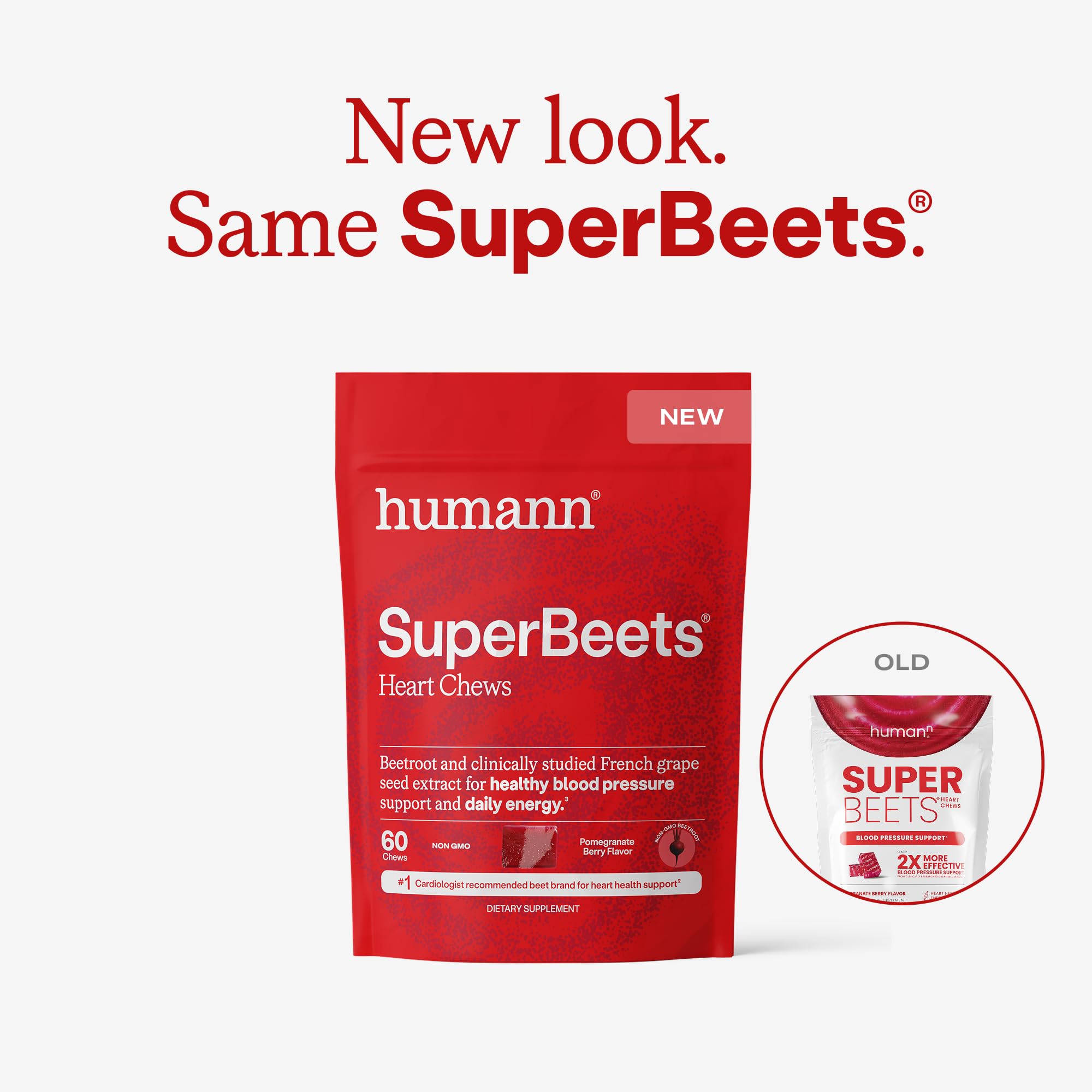 Humann SuperBeets Heart Chews, Beet Root Powder Support Energy Supplement, Nitric Oxide and Blood Pressure Support, Grape Seed Extract & Non-GMO - TrustMedUSA