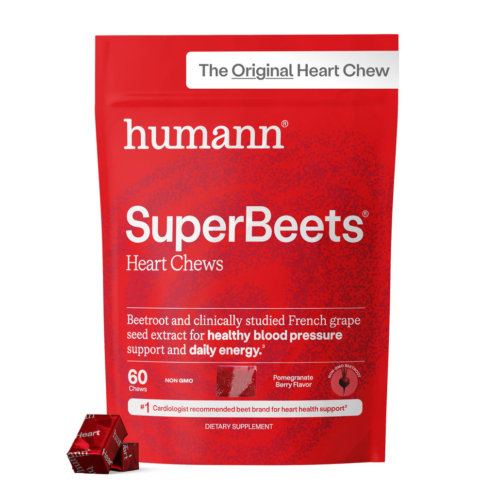 Humann SuperBeets Heart Chews, Beet Root Powder Support Energy Supplement, Nitric Oxide and Blood Pressure Support, Grape Seed Extract & Non-GMO - TrustMedUSA