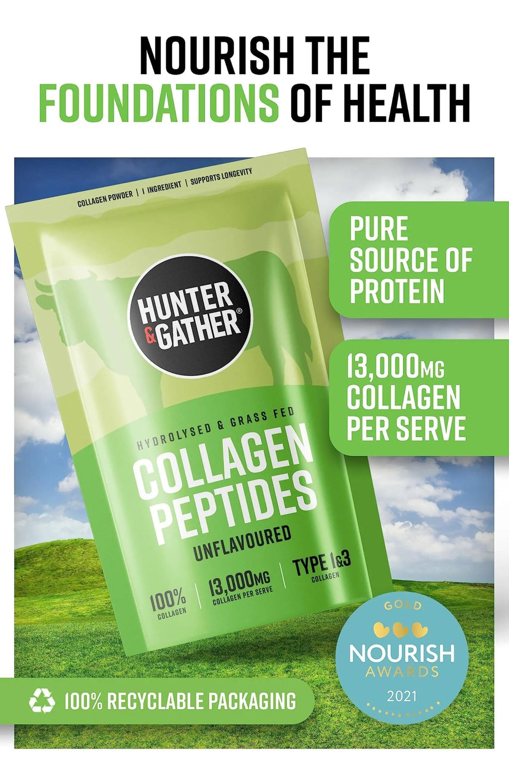Hunter & Gather Collagen Powder Bundle | Hydrolysed Grass-Fed Bovine Collagen - TrustMedUSA