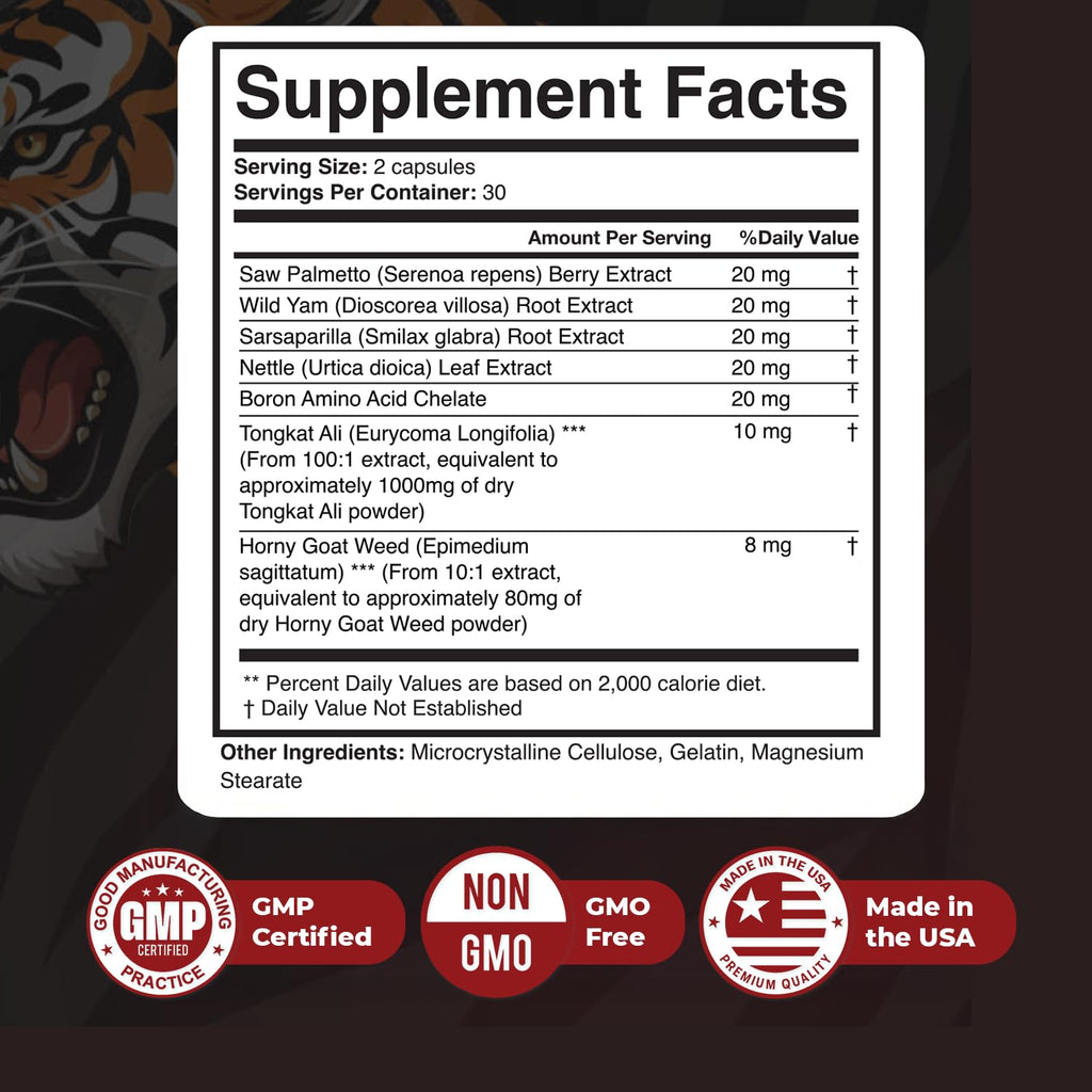 HunterPower – Hunter Power Daily Botanical Supplement with Saw Palmetto, Tongkat Ali, Nettle, Wild Yam & Horny Goat Weed – Non-GMO, Stimulant-Free Formula, Made in USA – 60 Capsules, 1 Month Supply - TrustMedUSA
