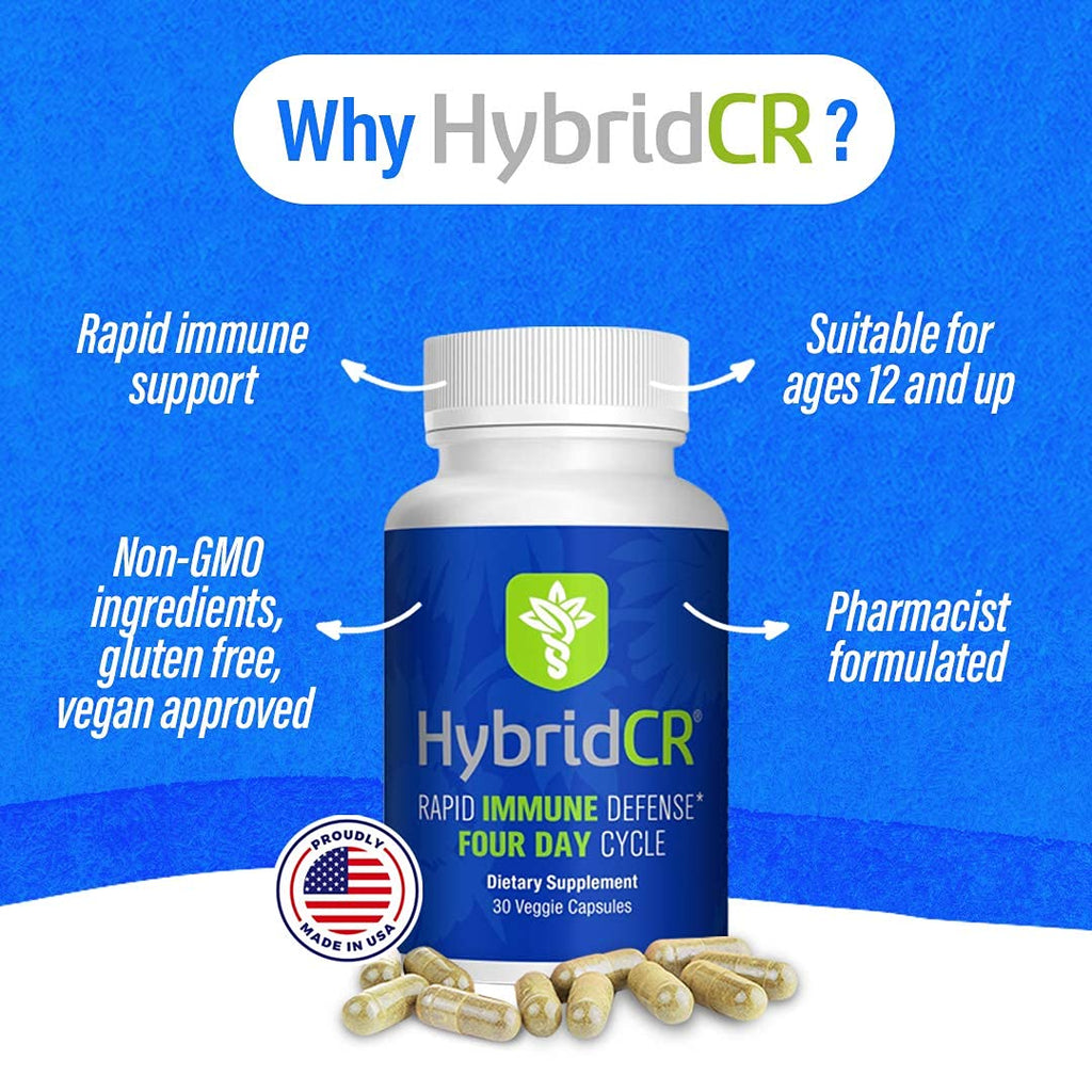 HybridCR Rapid Immunity Supplement | Zinc, Echinacea, Andrographis, Ginseng, Selenium, Gluten-Free & Non-GMO | 5-in-1 Immune Support Supplement | Pharmacist Formulated 1 Month Supply (30 Veggie Caps) - TrustMedUSA