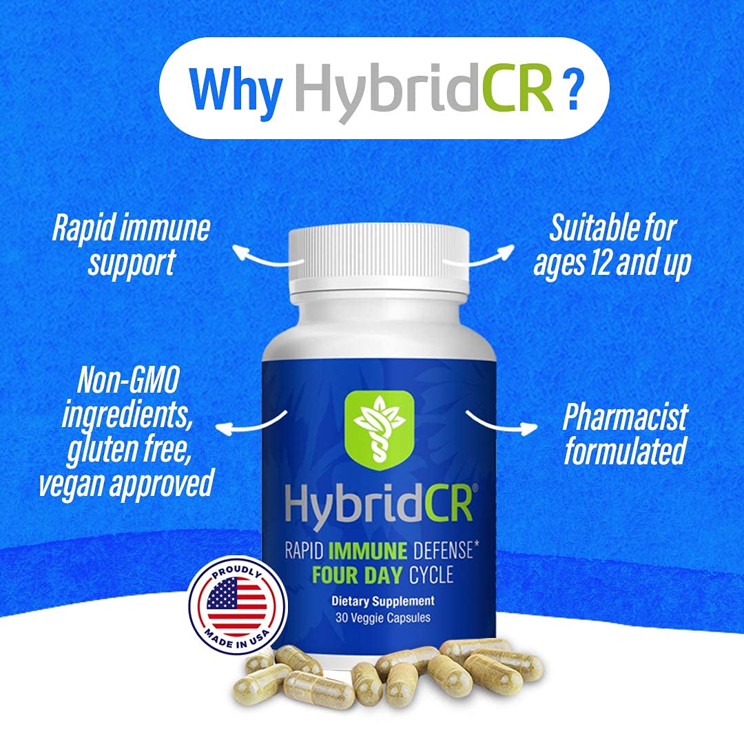 HybridCR Rapid Immunity Supplement | Zinc, Echinacea, Andrographis, Ginseng, Selenium, Gluten-Free & Non-GMO | 5-in-1 Immune Support Supplement | Pharmacist Formulated 1 Month Supply (30 Veggie Caps) - TrustMedUSA