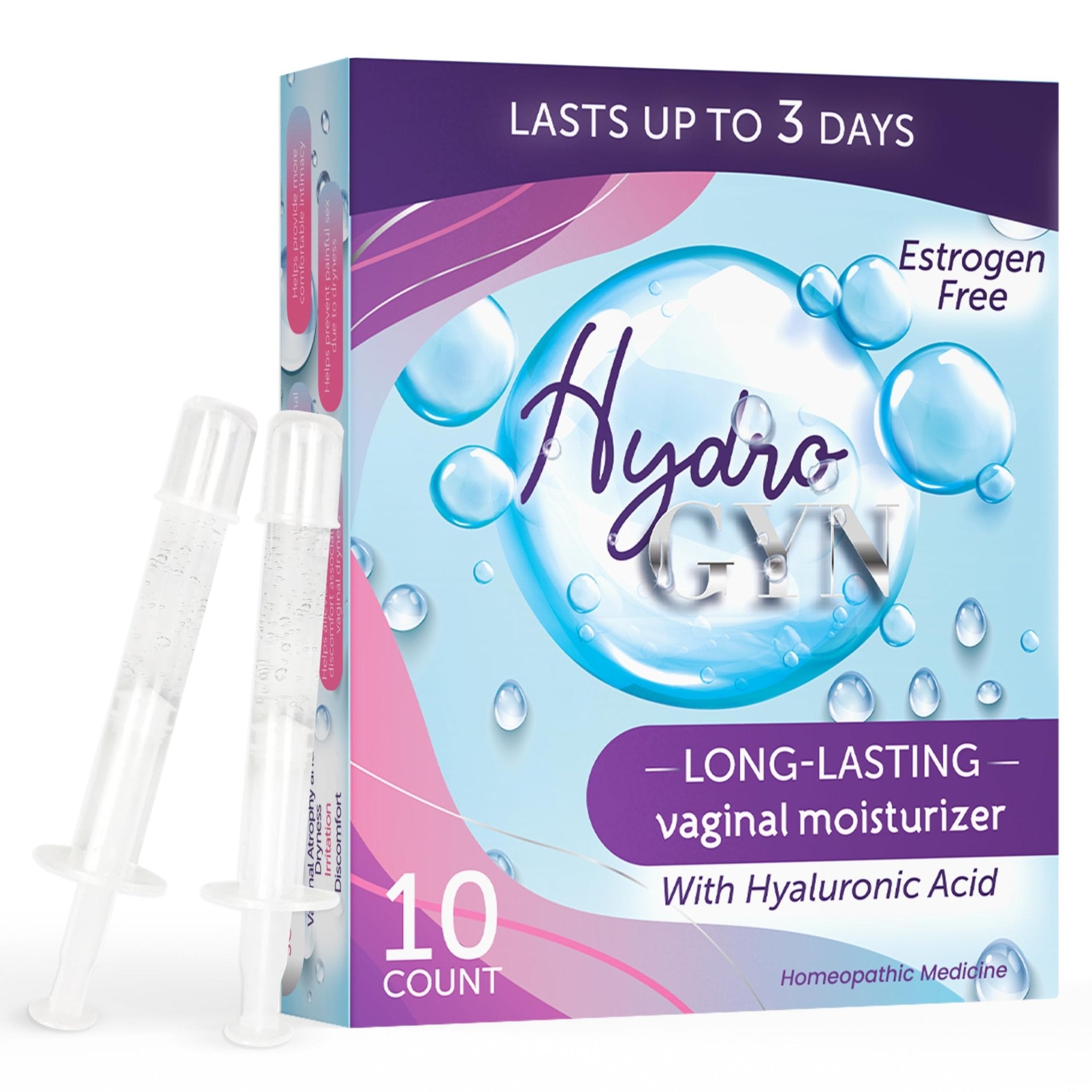 Hydro GYN Vaginal Moisturizer | Long Lasting for Vaginal Dryness & Irritation | Hyaluronic Acid & Vitamin E | Feminine Care Hormone Free | Pre and Post Menopausal I 10 Pre Filled Applicators - Maple Wellness Supplements