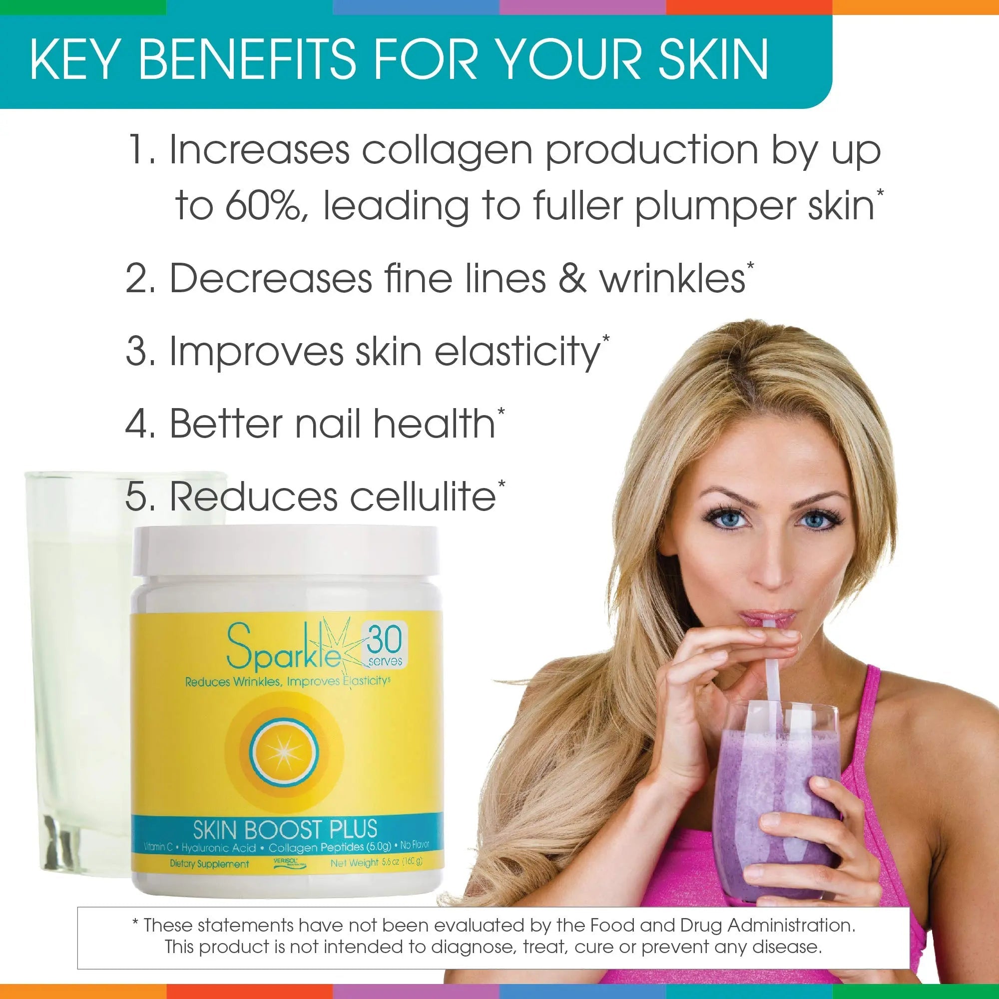 Hydrolyzed Collagen Powder - Sparkle Skin Boost Plus (No Flavor) [30-Serves] Verisol Pept - TrustMedUSA