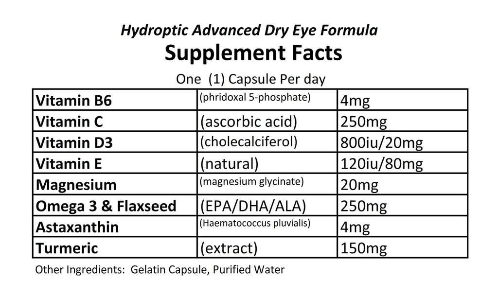Hydroptic Advanced Dry Eye Formula (One-Per-Day) 180 Day Supply - TrustMedUSA