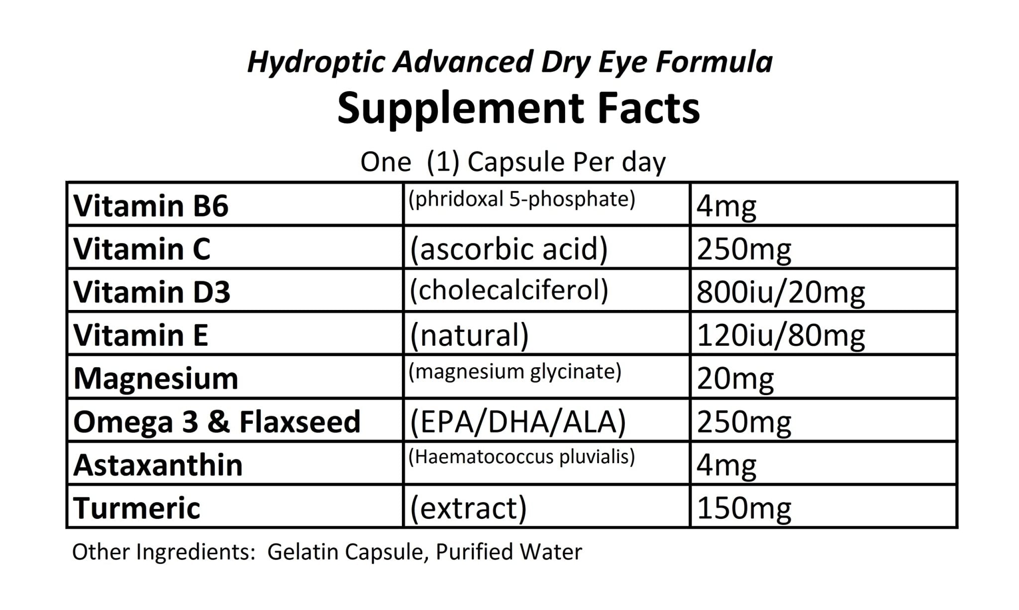 Hydroptic Advanced Dry Eye Formula (One-Per-Day) 180 Day Supply - TrustMedUSA