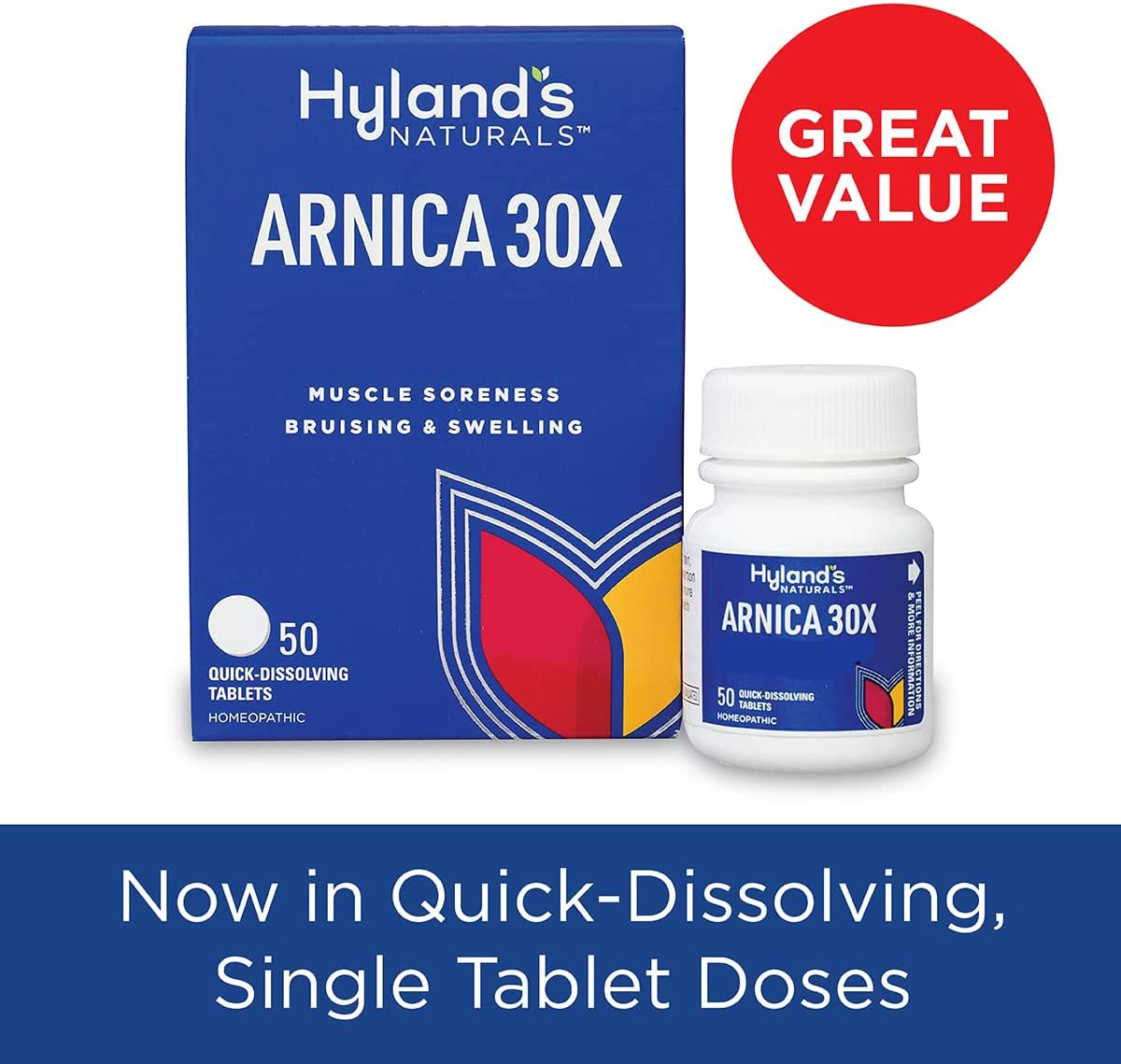Hyland's Arnica 30x 50 Tablets (3 Pack = 150 Tablets), Bruising, Swelling, Muscle Pain Relief - TrustMedUSA