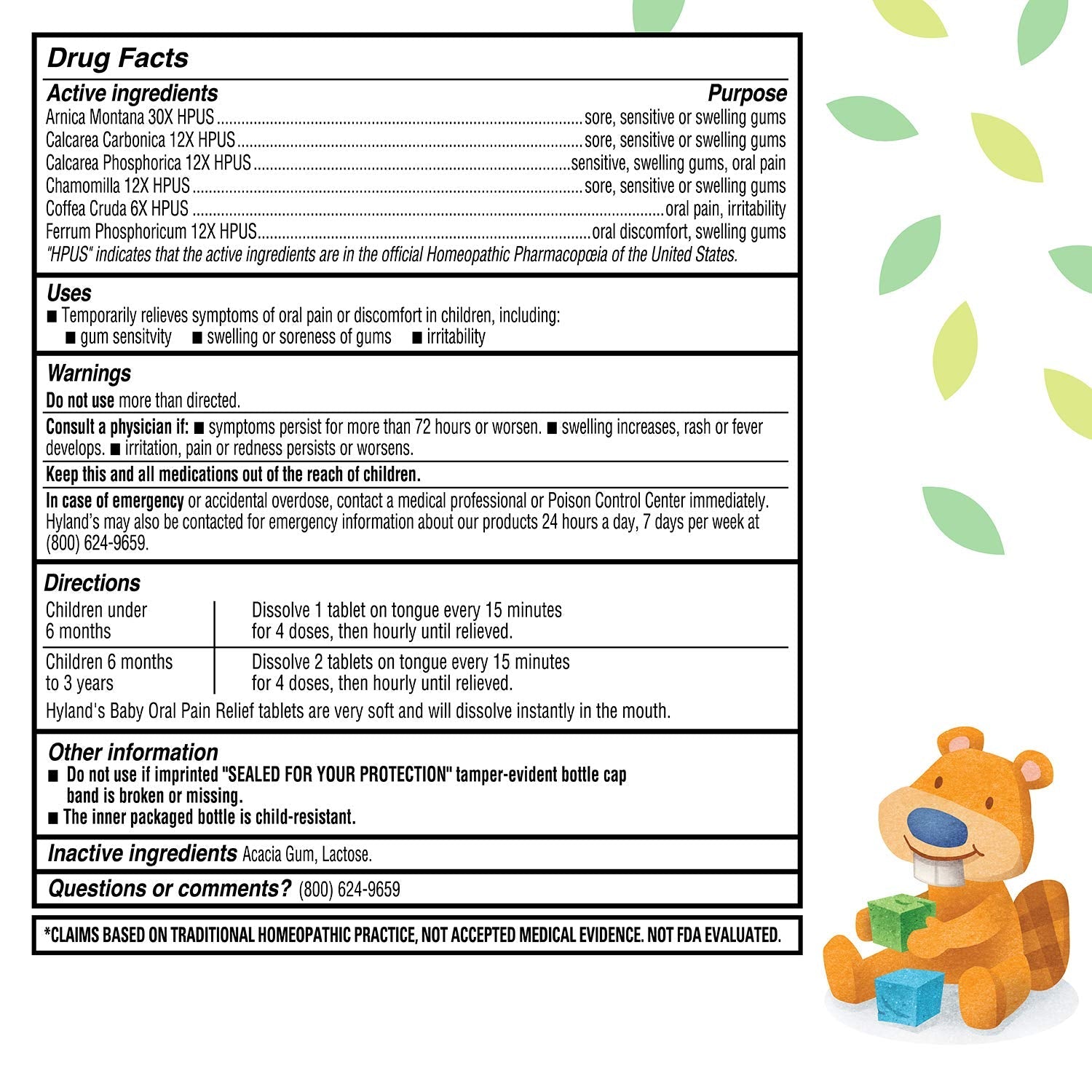 Hyland's Baby Oral Pain Relief Tablets, 125 Count Each (4) - TrustMedUSA