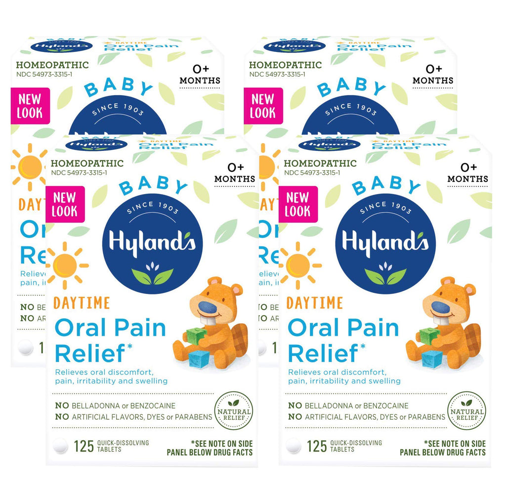 Hyland's Baby Oral Pain Relief Tablets, 125 Count Each (4) - TrustMedUSA