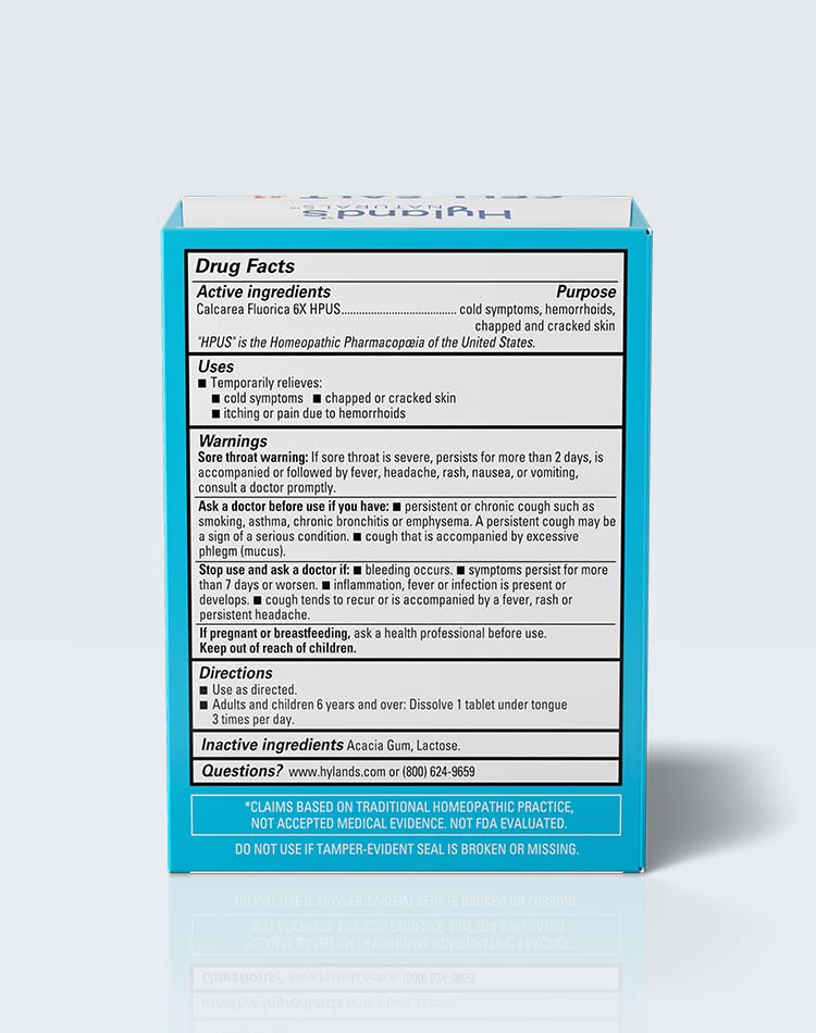 Hyland's Cell Salt No. 1 Calc Fluor 6X Tablets, Natural Relief of Colds, Hemorrhoids and Chapped Skin, Quick Dissolving Tablets, 100 Count - TrustMedUSA