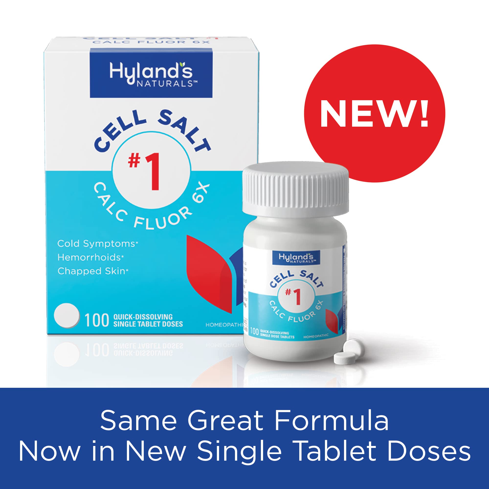 Hyland's Cell Salt No. 1 Calc Fluor 6X Tablets, Natural Relief of Colds, Hemorrhoids and Chapped Skin, Quick Dissolving Tablets, 100 Count - TrustMedUSA