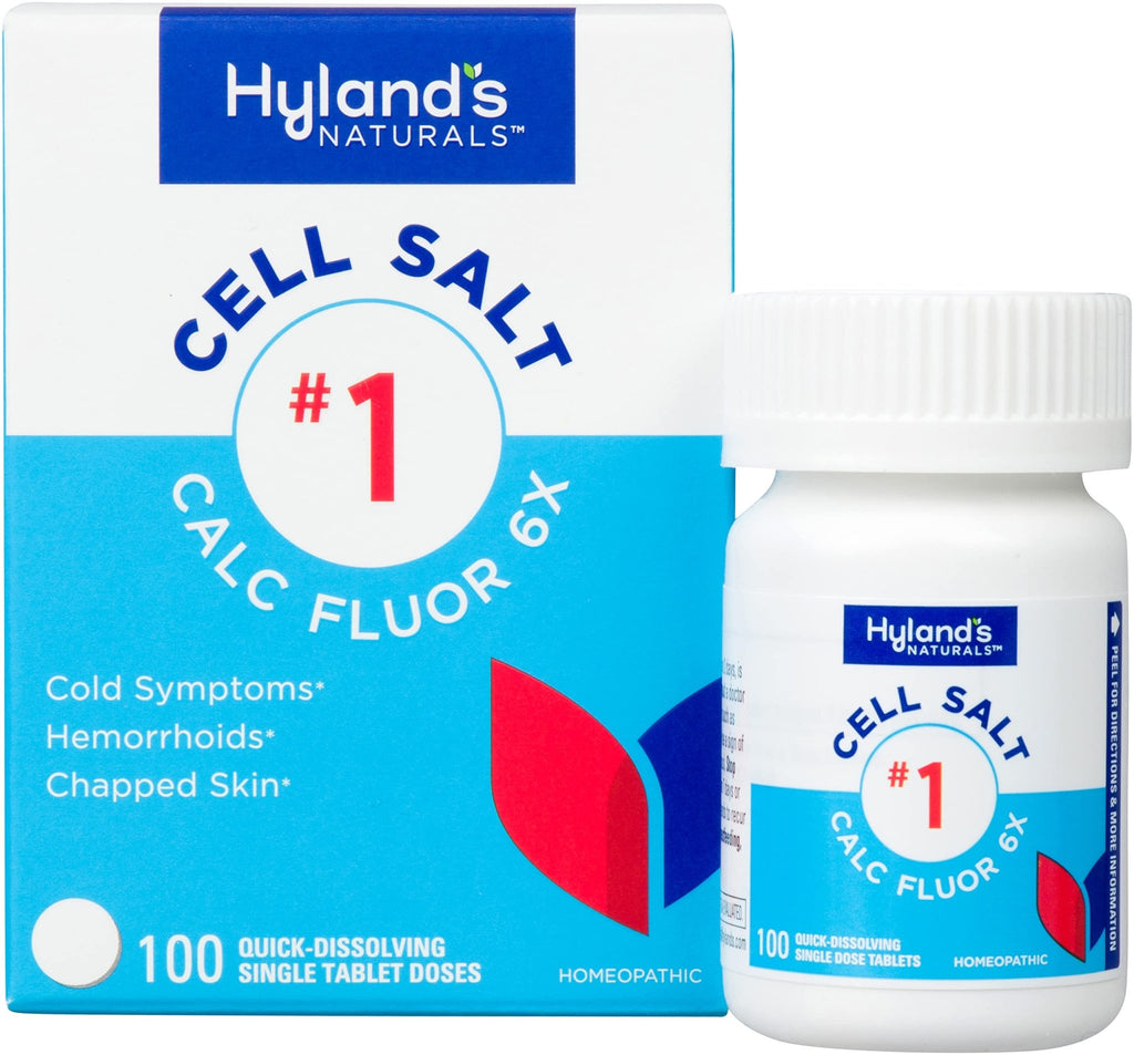 Hyland's Cell Salt No. 1 Calc Fluor 6X Tablets, Natural Relief of Colds, Hemorrhoids and Chapped Skin, Quick Dissolving Tablets, 100 Count - TrustMedUSA