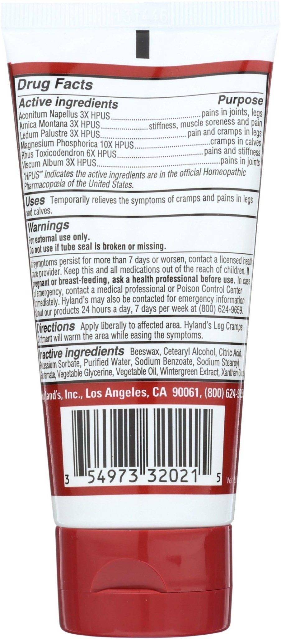 Hylands Homeopathic Leg Cramps - Ointment - 2.5 oz - TrustMedUSA
