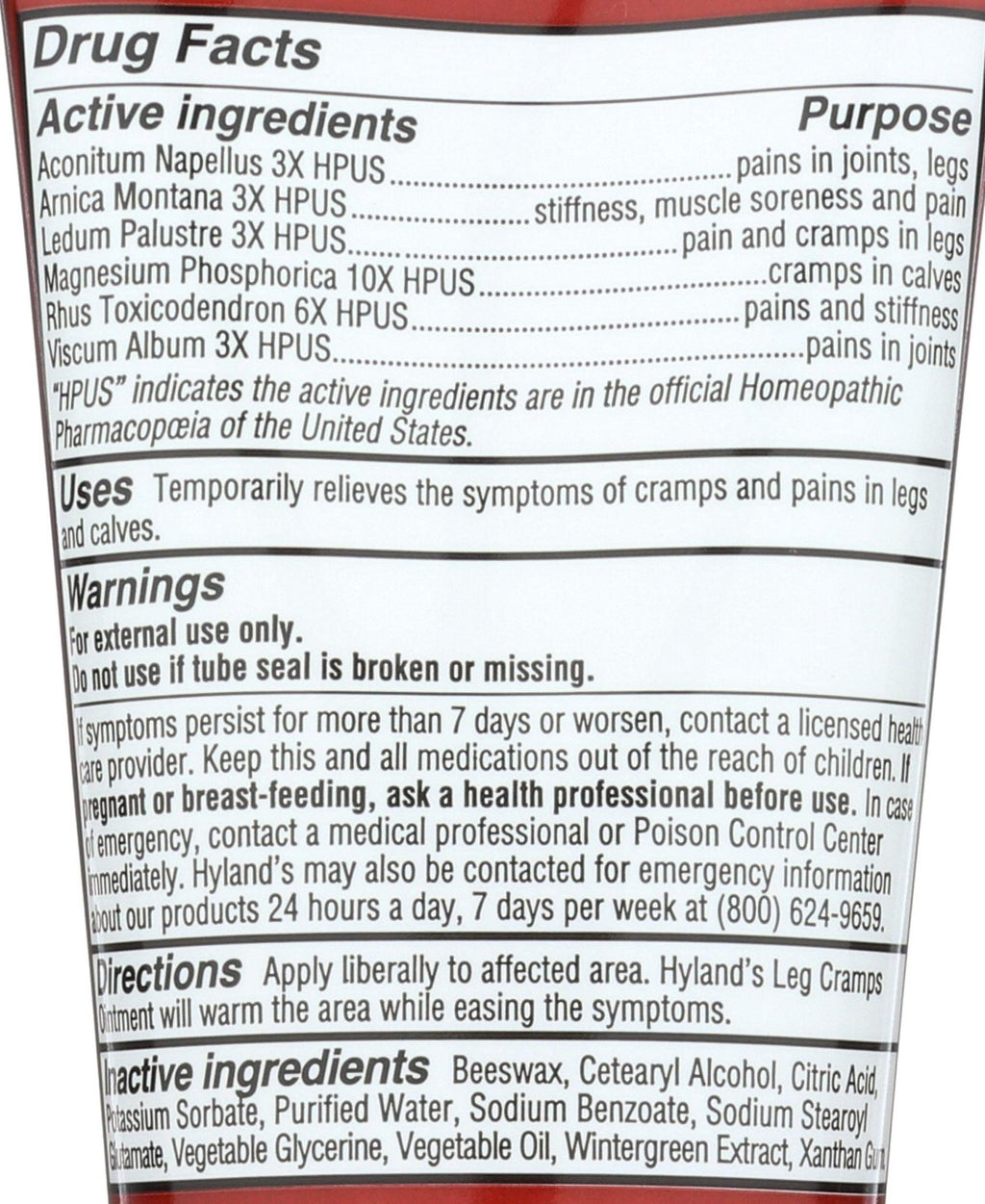 Hylands Homeopathic Leg Cramps - Ointment - 2.5 oz - TrustMedUSA
