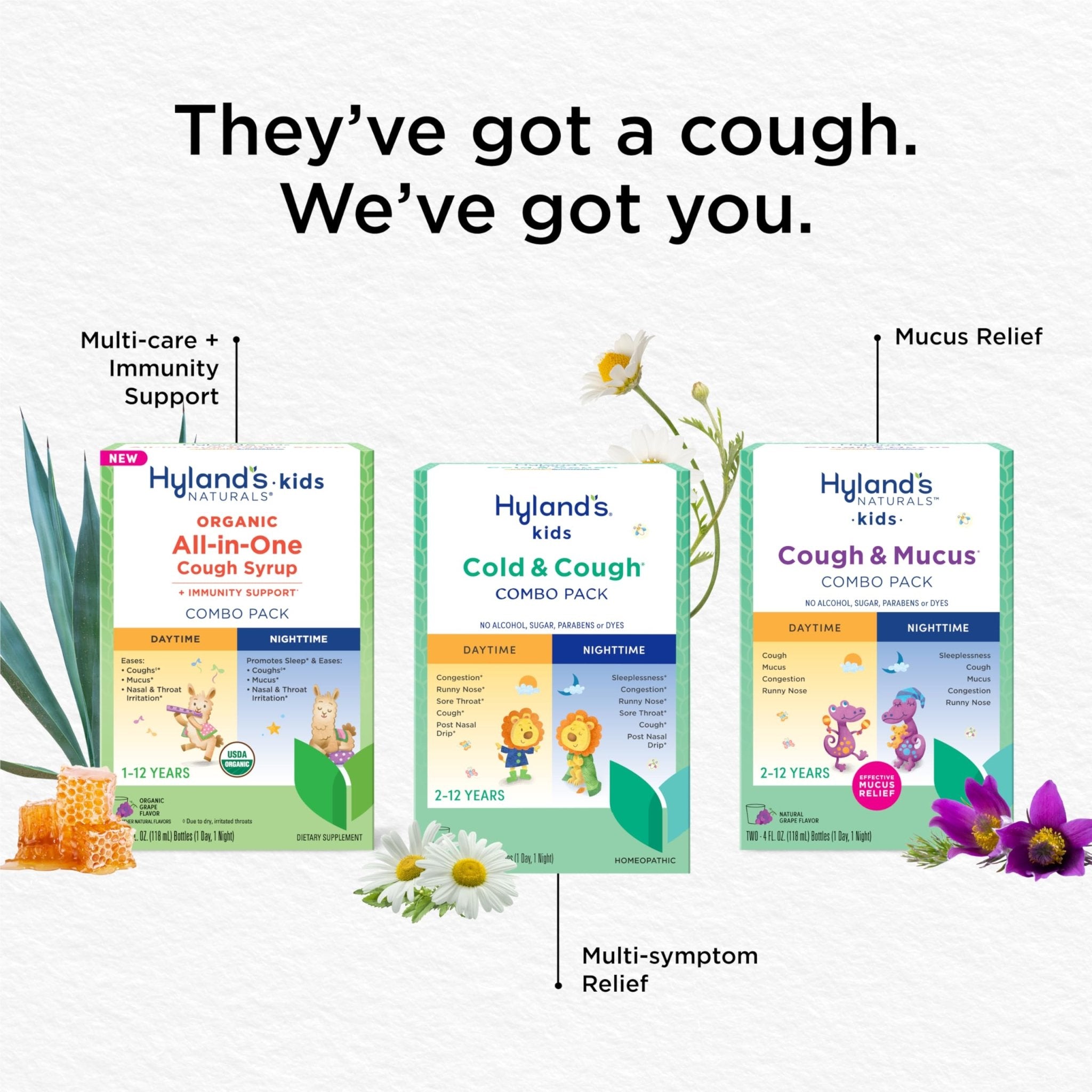 Hyland's Kids Cold and Cough, Day and Night Combo Pack, Cold Medicine for Ages 2 and up, Syrup Cough Medicine for Kids, Nasal Decongestant, 4 Fl Oz (Pack of 2) - Maple Wellness Supplements