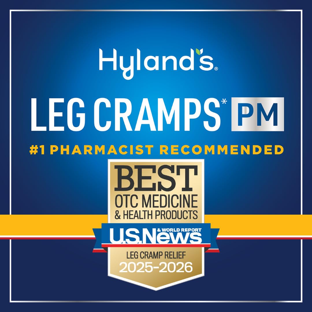 Hyland's Leg Cramps PM, Relief of Nighttime Leg, Calf, and Foot Cramps, 50 Quick-Dissolving Tablets 2-Pack (100 Total) - TrustMedUSA