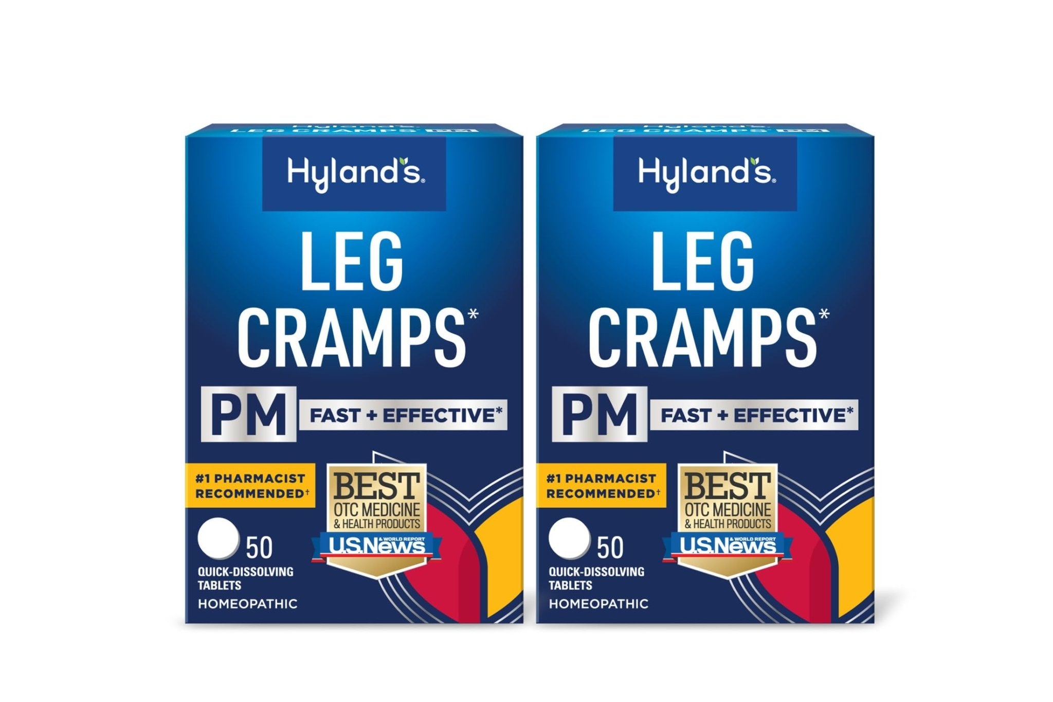 Hyland's Leg Cramps PM, Relief of Nighttime Leg, Calf, and Foot Cramps, 50 Quick-Dissolving Tablets 2-Pack (100 Total) - TrustMedUSA