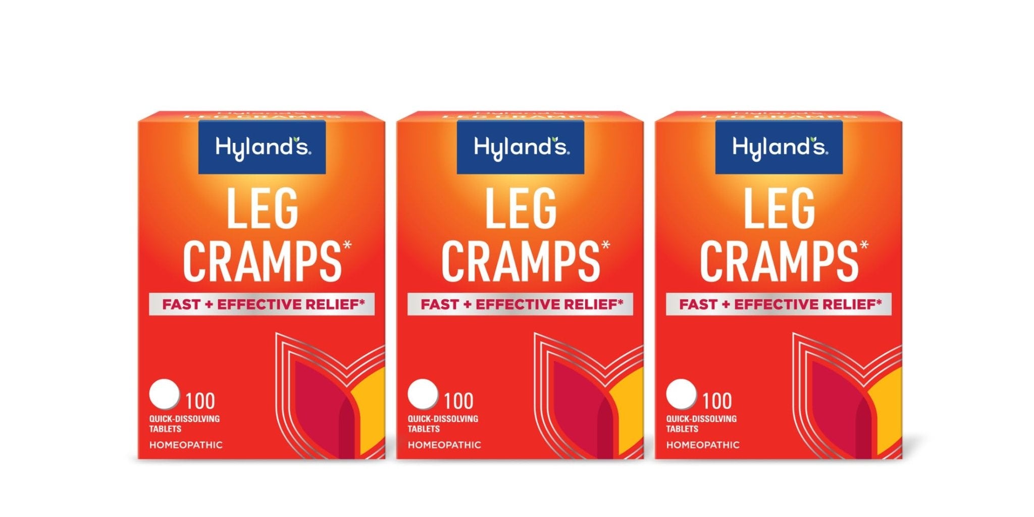 Hyland's Leg Cramps, Relief of Leg, Calf, Charley Horses, and Foot Cramps, 100 Quick-Dissolving Tablets 3-Pack (300 Total) - TrustMedUSA