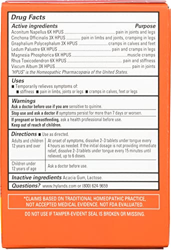 Hyland's Leg Cramps, Relief of Leg, Calf, Charley Horses, and Foot Cramps, 50 Quick-Dissolving Tablets - TrustMedUSA