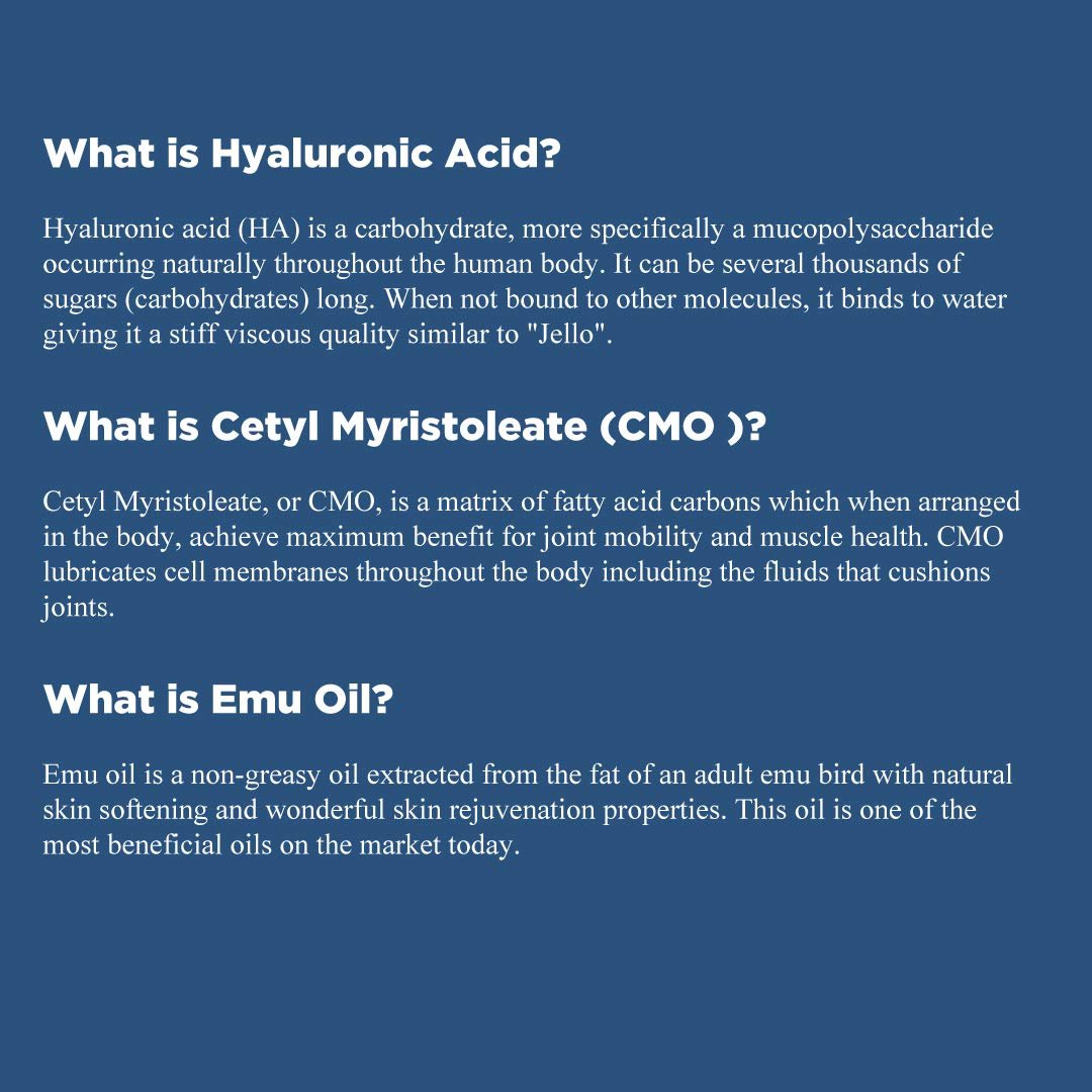 HylaRub HA Joint & Muscle Cream – Hyaluronic Acid Muscle Rub w/Emu Oil & CMO – Non Greasy, Soothes, Moisturizes & Maintains Shoulders, Knees, Back, HIPS & More 6 oz. by Hyalogic - TrustMedUSA