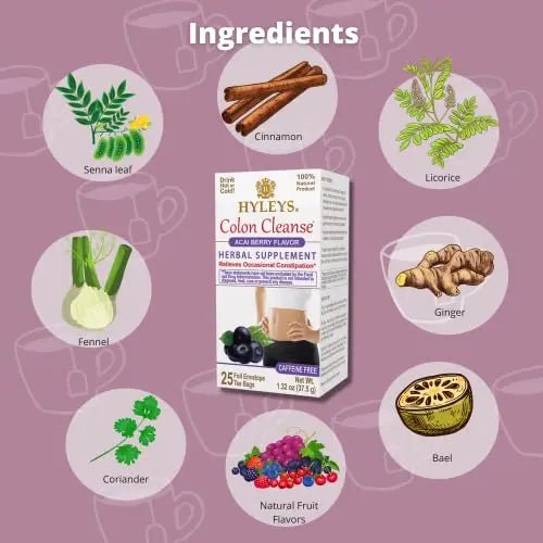 Hyleys Colon Cleanse Tea Acai Berry Flavor - 25 Tea Bags (12 Pack - 300 Tea Bags Total) - TrustMedUSA
