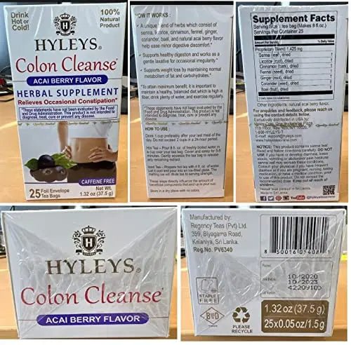 Hyleys Colon Cleanse Tea Acai Berry Flavor - 25 Tea Bags (12 Pack - 300 Tea Bags Total) - TrustMedUSA