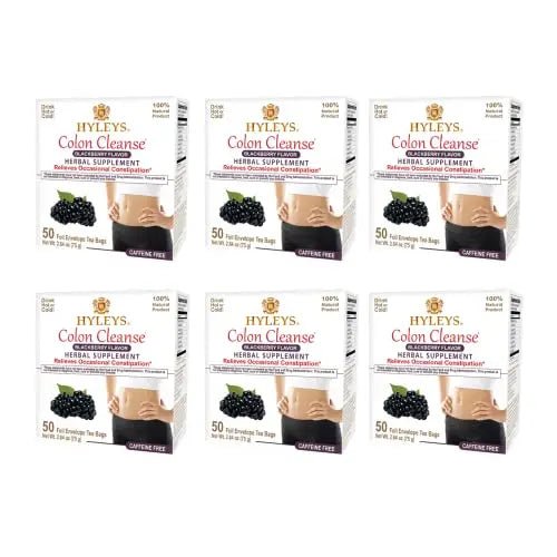 Hyleys Colon Cleanse Tea Blackberry Flavor - 50 Tea Bags (6 Pack - 300 Tea Bags Total) - TrustMedUSA