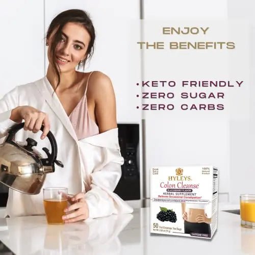 Hyleys Colon Cleanse Tea Blackberry Flavor - 50 Tea Bags (6 Pack - 300 Tea Bags Total) - TrustMedUSA