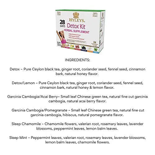 Hyleys Detox Tea for Cleanse - 28 Day Kit - 84 Tea Bags - Gift Gift For Mom For Mom - TrustMedUSA