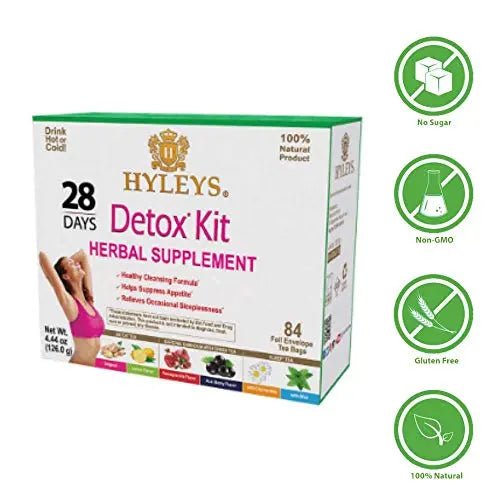 Hyleys Detox Tea for Cleanse and Weight Loss - 28 Day Kit - 84 Tea Bags (9 Pack) - TrustMedUSA