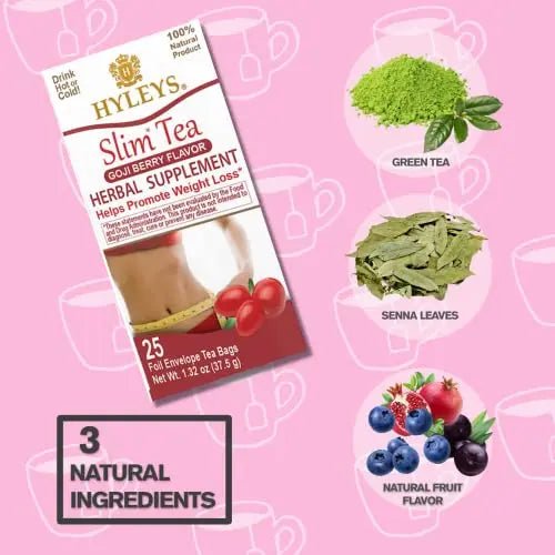 Hyleys Slim Tea Goji Berry Flavor - Weight Loss Herbal Supplement Cleanse and Detox - TrustMedUSA
