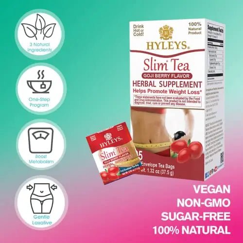 Hyleys Slim Tea Goji Berry Flavor - Weight Loss Herbal Supplement Cleanse and Detox - TrustMedUSA