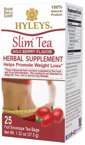 Hyleys Slim Tea Goji Berry Flavor - Weight Loss Herbal Supplement Cleanse and Detox - TrustMedUSA